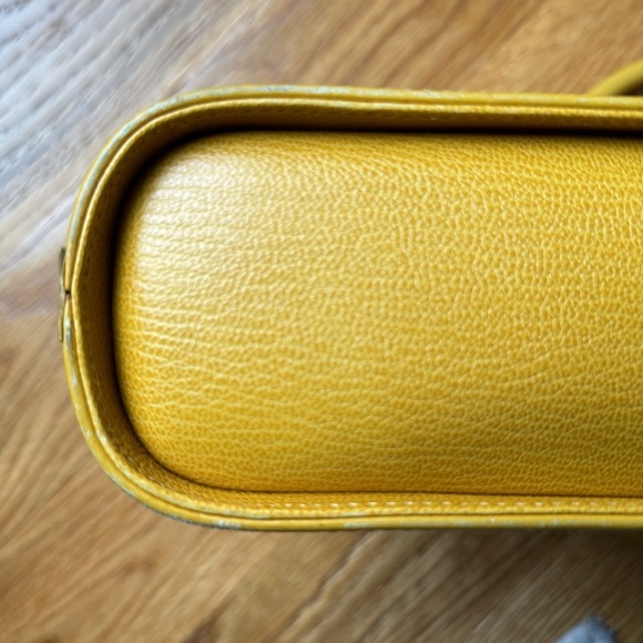 Revillon mustard Yellow saffiano Leather Satchel. NWOT. Made in Italy. - Picture 13 of 17